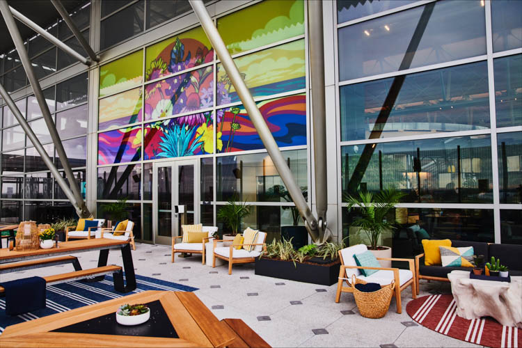 Art by local artist and muralist Rex Hamilton showcased in the Chase Sapphire Terrace
