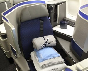 a United Polaris business class seat