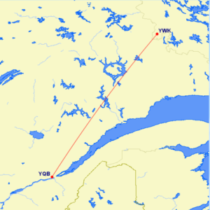 PAL Airlines route from Wabush to Quebec City