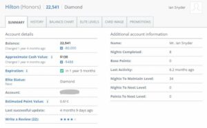 Hilton Honors - AwardWallet account details