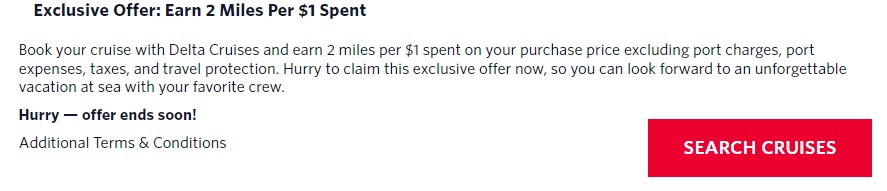 Delta Cruises 2X Miles description