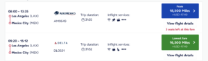 award pricing from Los Angeles to Mexico City using Flying Blue miles