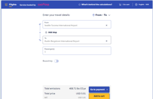 Southwest Carbon Offset program example from Seattle to Austin