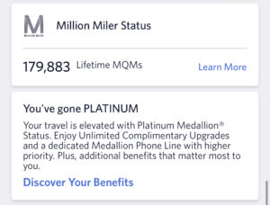 Screenshot of Lifetime MQMs for Delta Million Miler Status in Delta app