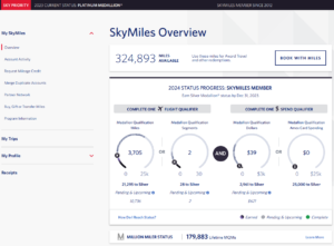 Delta SkyMiles dashboard
