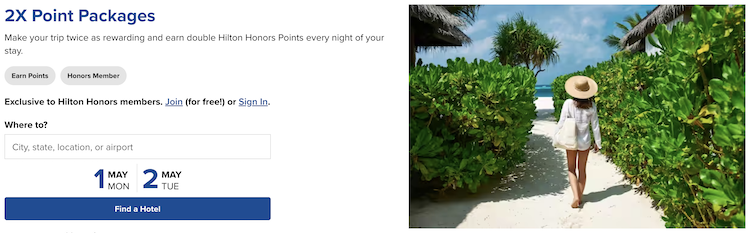 Hilton double points promotion banner
