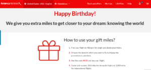 Airline perks for your birthday