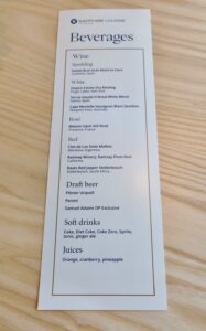 Chase Sapphire Lounge Boston cocktail menu