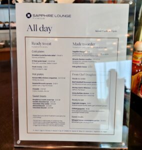 Chase Sapphire Lounge Boston lunch menu