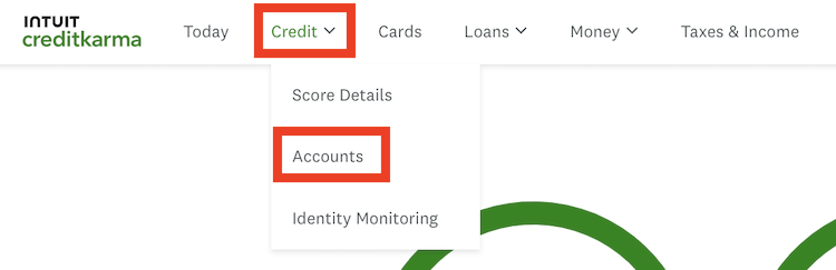 Credit Karma menu for score details