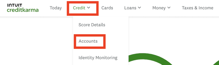 Credit Karma menu for score details