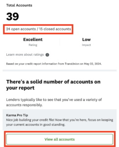 Credit Karma view all accounts to see closed accounts