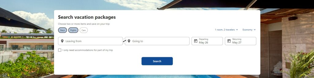 Hilton Getaways Booking Page