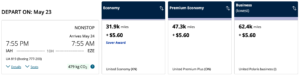 Pre-devaluation United award pricing IAH-EZE