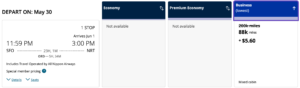 United award pricing to Tokyo before the devaluation