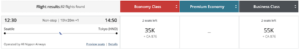 award pricing for an ANA flight to Tokyo using Aeroplan points
