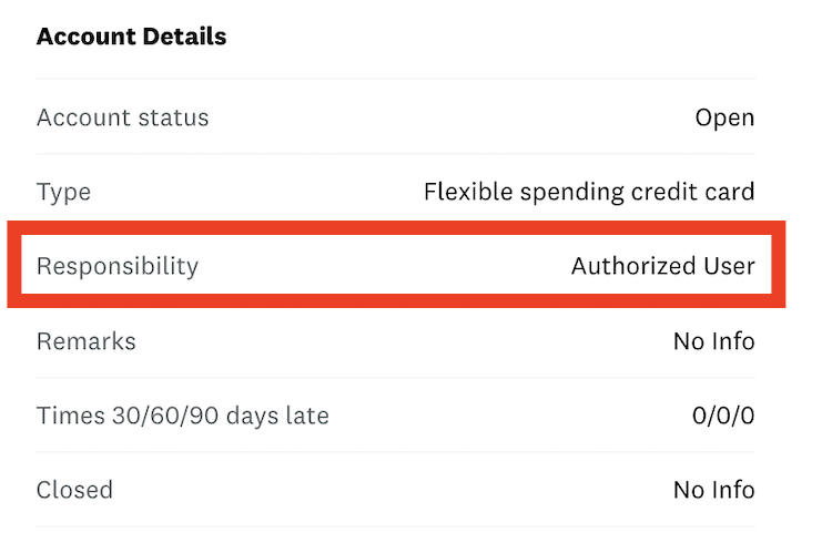 red bar indicates that this is an authorized user account, which shouldn't count toward your Chase 5/24 status; you can check this information for free in your credit report or on numerous sites