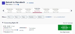 Sample Air France–KLM award search, one of the best Citi transfer partners
