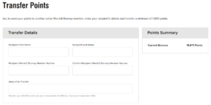 Marriott Points Transfer Page