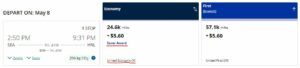 United Saver Award Space booking example; these are the flights you need for partner award flights