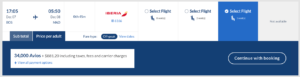 Boston to Madrid Avios redemption with Aer Lingus