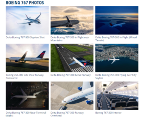 Delta media photos of its Boeing 767-300 aircraft