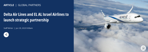 Screenshot of Delta press release announcing El Al partnership