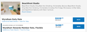 Image of pricing if you book the Wyndham Reef Resort Grand Cayman for December 2023