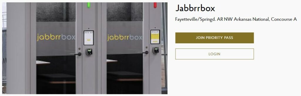 Jabbrrbox Priority Pass NW Arkansas screenshot to show example