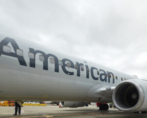 the side of a plane showing the American Airlines logo