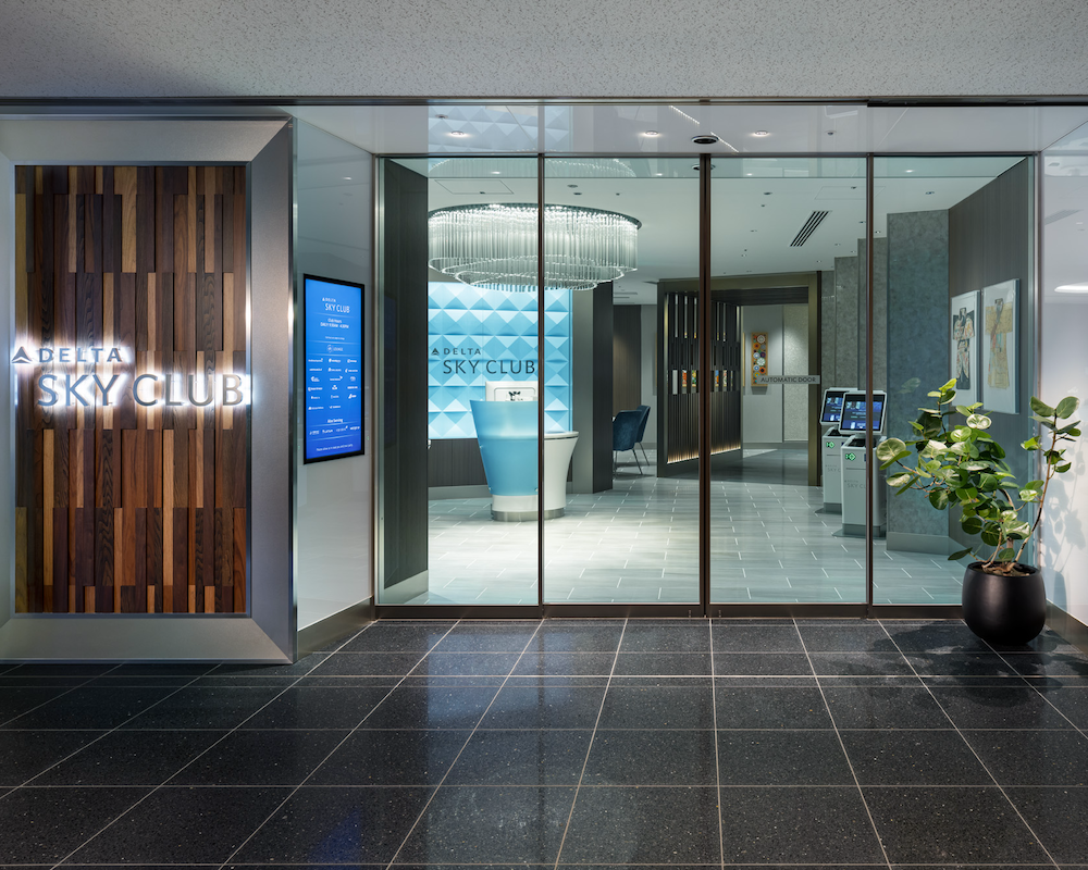 the front entrance to access the Delta Sky Club in Tokyo's Haneda airport