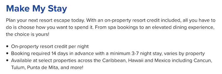 Hilton offer details for resort credit