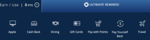 a screenshot of the options for using Chase ultimate rewards points