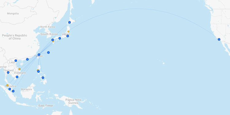 Starlux route map