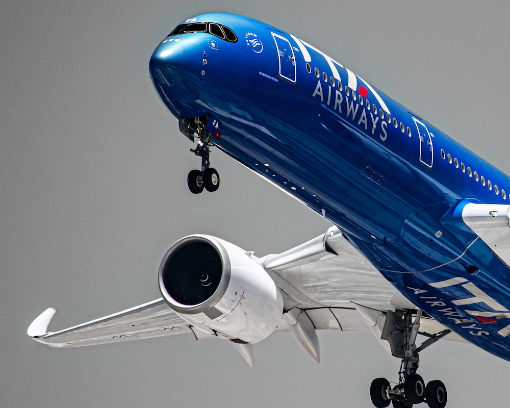 an ITA Airways plane taking off