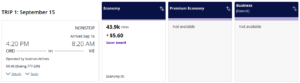 United award booking example Chicago to Vienna