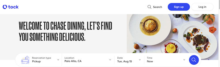 screenshot of Chase Dining website, one of the ways to use Chase Ultimate Rewards / Sapphire points