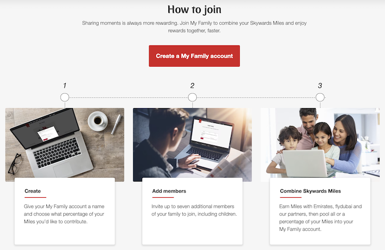 Emirates My Family setup page