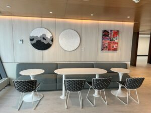 image of tulip tables in the Capital One Lounge IAD