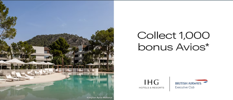 Banner image for IHG promo to earn 1000 bonus Avios per stay