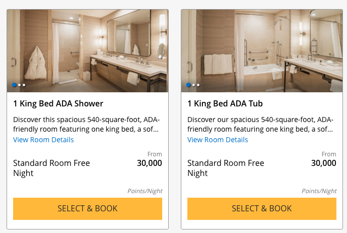 Park Hyatt Aviara ADA room award rate