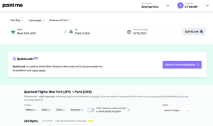 Screenshot of Point.Me QuickLook search results page