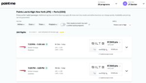 Screenshot of Point.Me QuickLook search results
