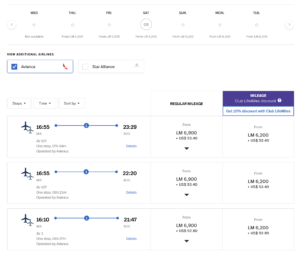 September 9, 2023 flights start at 6,900 LifeMiles: