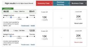 Air Canada award with a United operated flight costs 10k Aeroplan points plus taxes and fees.