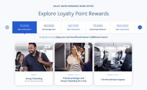 AA Loyalty Point Rewards start at 15,000 Loyalty Points.