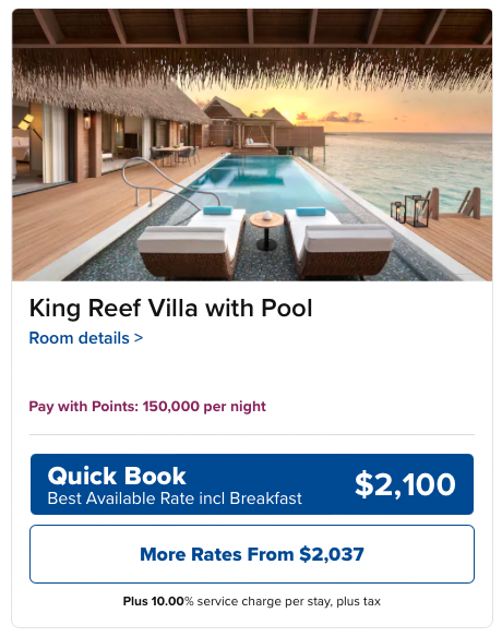 Waldorf Astoria Maldives award room