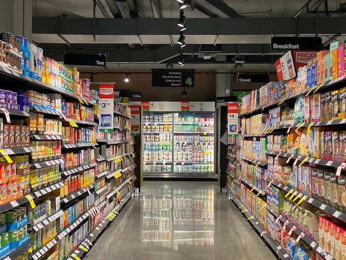 inside an aisle of a supermarket