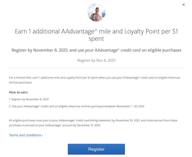 AA credit card spending offer October 2023 details