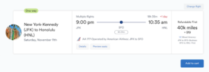 Fly from JFK to HNL on Alaska Airlines for 40K miles in business/first class.